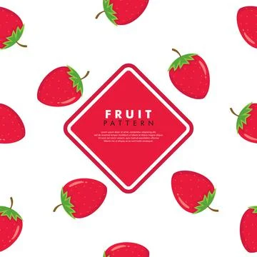 Minimal Creative Strawberry Fruit Background. Modern Horizontal Composition. Stock Illustration