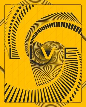 Minimal Creative Typography Poster Yellow Black Optical Motion Wall Art 스톡 일러스트