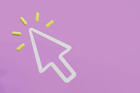 Minimal cursor or mouse arrow symbol on pink background, click. 3d render Stock Illustration