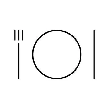 Minimal cutlery and tableware vector icon. EPS 10. Outline illustration on wh Illustrazione stock