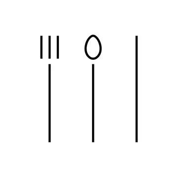 Minimal cutlery and tableware vector icon. EPS 10. Outline illustration on wh Stock Illustration
