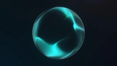 Minimal cyan translucent sphere on a dark background with soft inner glow, .. Illustrazione stock