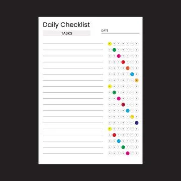 Minimal Daily Checklist Template with Task List and Weekly Stock Illustration