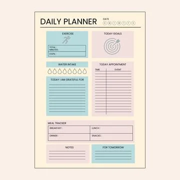 Minimal Daily Planner Template Stock Illustration