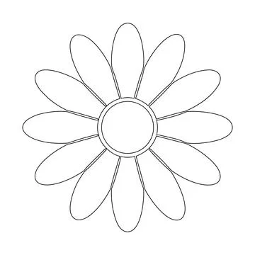Minimal Daisy Flower Vector Icon Elegant Floral Bloom Logo Black and White .. Stock Illustration
