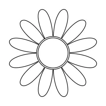 Minimal Daisy Flower Vector Icon Elegant Floral Bloom Logo Black and White .. Stock Illustration
