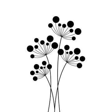 Minimal Dandelion Seed Head Botanical Silhouette Vector Illustration Stock Illustration
