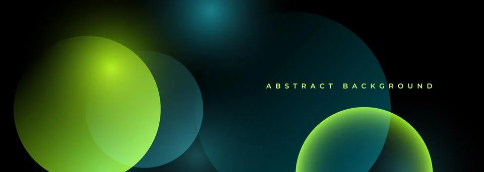 Minimal dark abstract background with soft green gradient circles. Clean Stock Illustration
