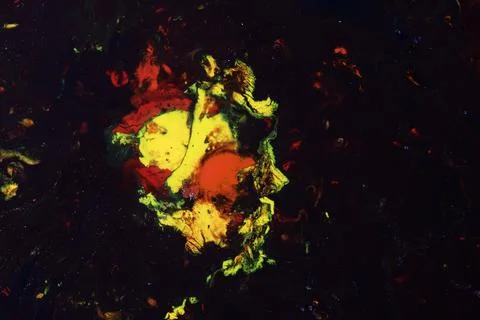 Minimal Dark Abstract Composition with Bright Yellow and Red Paint Texture Stock Photos