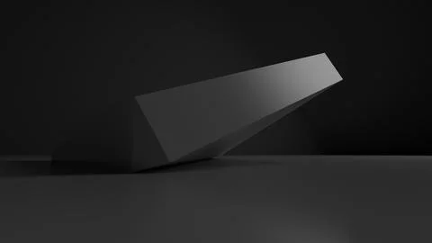 Minimal dark still life featuring a geometric ramp-like sculpture, 3d art Stock Illustration