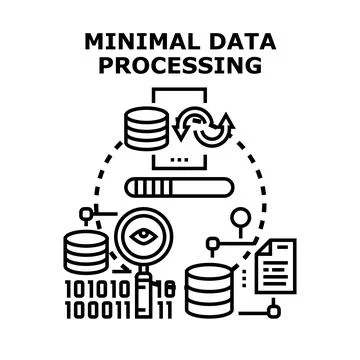 Minimal data processing concept illustrating database management Stock Illustration