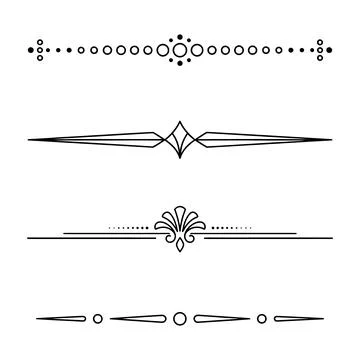 Minimal Decorative Divider Border Line Art Vector Ornament Collection Stock-Illustration