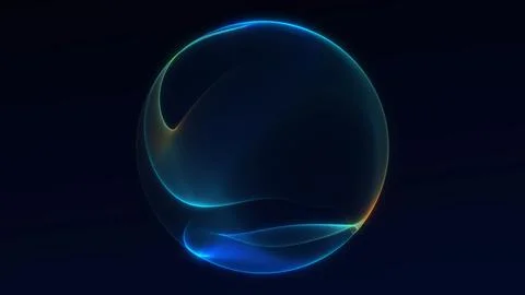 Minimal deep-blue glowing orb with calm elegant light reflections on a dark.. Stock Illustration