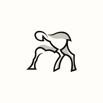 Minimal Deer Logo in Earth Tone Hand Drawn Style Stock Illustration