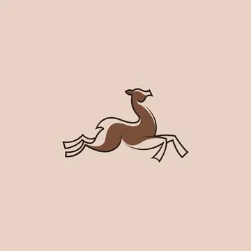 Minimal Deer Logo in Earth Tone Hand Drawn Style Stock Illustration