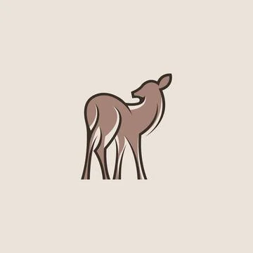 Minimal Deer Logo in Earth Tone Hand Drawn Style Stock Illustration
