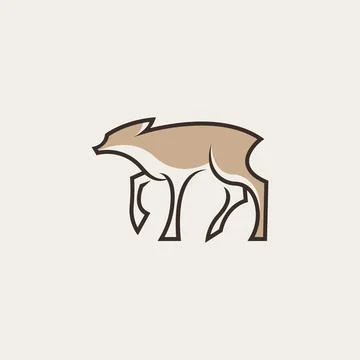 Minimal Deer Logo in Earth Tone Hand Drawn Style Stock Illustration
