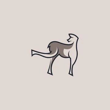 Minimal Deer Logo in Earth Tone Hand Drawn Style Stock Illustration