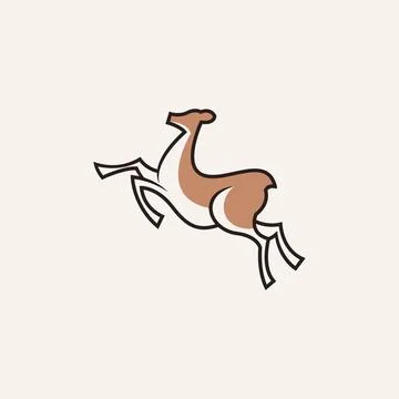Minimal Deer Logo in Earth Tone Hand Drawn Style Stock Illustration