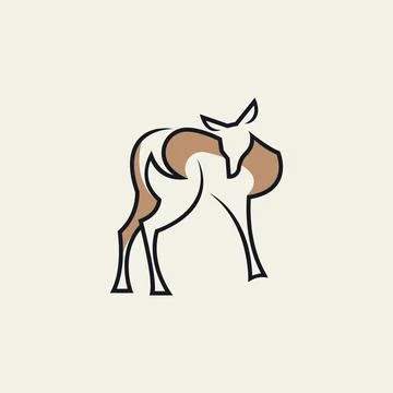 Minimal Deer Logo in Earth Tone Hand Drawn Style Stock-Illustration