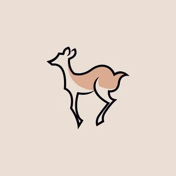 Minimal Deer Logo in Earth Tone Hand Drawn Style Stock Illustration