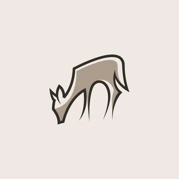Minimal Deer Logo in Earth Tone Hand Drawn Style Stock Illustration