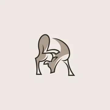 Minimal Deer Logo in Earth Tone Hand Drawn Style Stock Illustration