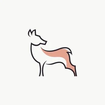 Minimal Deer Logo in Earth Tone Hand Drawn Style Stock Illustration