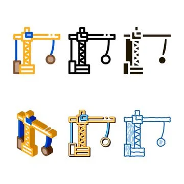 Minimal demolition crane icon vector outline Ilustración de archivo