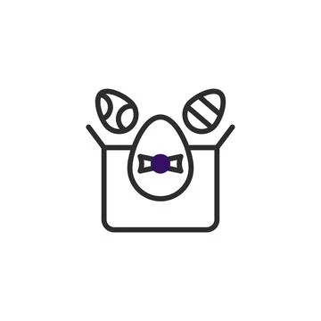 A minimal depiction of decorated eggs within a box offering a simplistic ce.. Stock Illustration