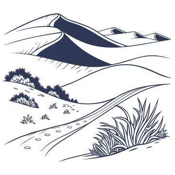 Minimal Desert Landscape Vector Art Stock Illustration