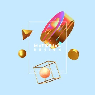 Minimal design abstract background with shapes 3d. Realistic render of object イラスト素材