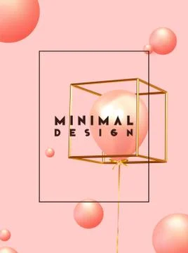 Minimal design background with realistic 3d objects of different shapes Illustrazione stock
