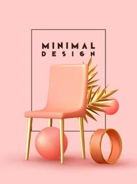 Minimal design background with realistic 3d objects of different shapes Illustrazione stock