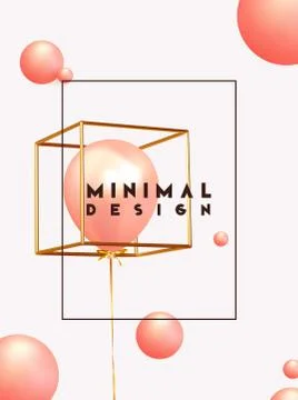 Minimal design background with realistic 3d objects of different shapes Stock Illustration