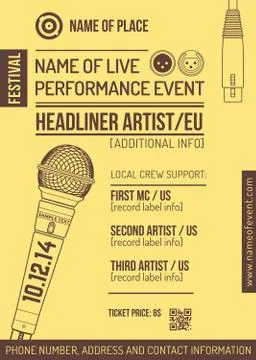 Minimal design night party flyer template with microphone Stock Illustration