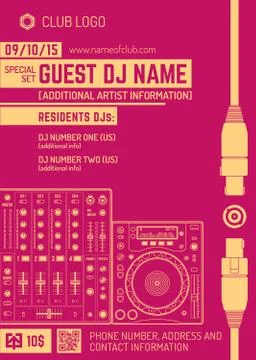 Minimal design night party flyer template with sound mixer Stock-Illustration
