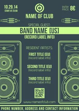 Minimal design night party flyer template with big speakers Stock-Illustration
