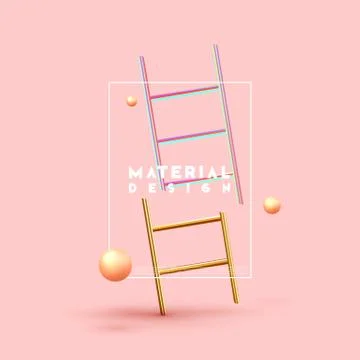 Minimal design with realistic shapes of 3d objects. Stock Illustration
