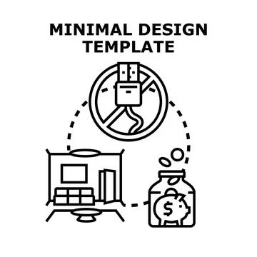 Minimal design template for simple living concept Stock Illustration