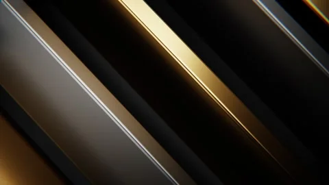 Minimal diagonal gold and silver metal slats move in a seamless loop Stock Footage 347205523