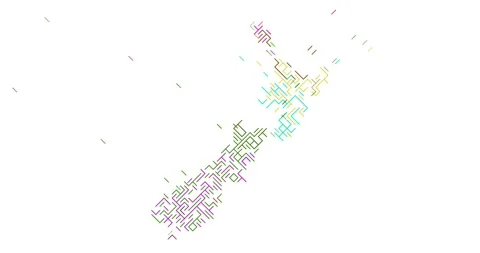 Minimal Diagonal Reveal Animation of New Zealand Map Stock Footage 327642437