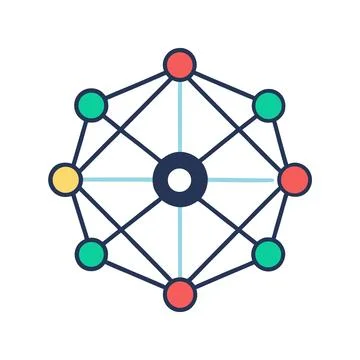 Minimal Digital Connection Icon with Abstract Nodes and Link Pattern Stock Illustration