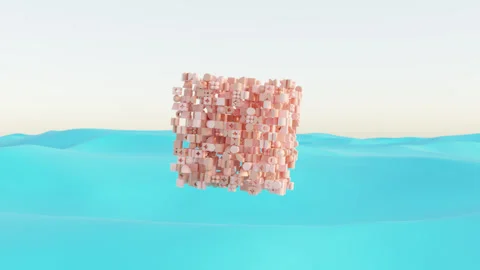 Minimal digital environment with abstract geometric objects, realistic 3D render Stock Footage 339634056