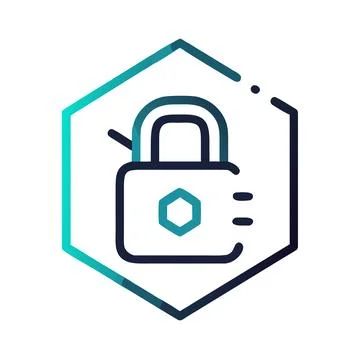 Minimal digital security icon abstract lock free Stock Illustration
