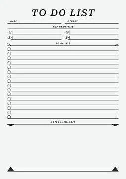 Minimal To Do List template paper Illustrazione stock