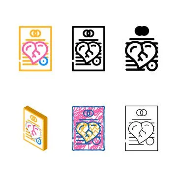 Minimal document of divorce color icon vector Stock Illustration