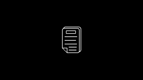 Minimal Document Icon White Outline Black Background Stock Footage 332526375