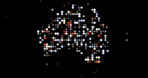 Minimal Dots Map of Australia in Motion Stock Footage 312347769