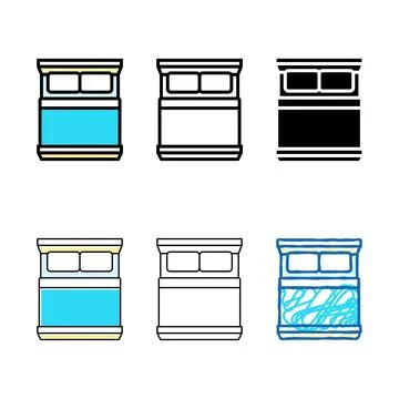 Minimal double bed top view color icon vector イラスト素材